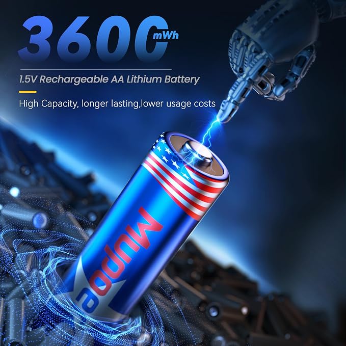 Mupoer Rechargeable AA Lithium Batteries - Image 2