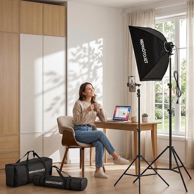 Photography Softboxes Kit with 6.6x10ft Backdrop Stands, 5 Tripod Stands - Image 3