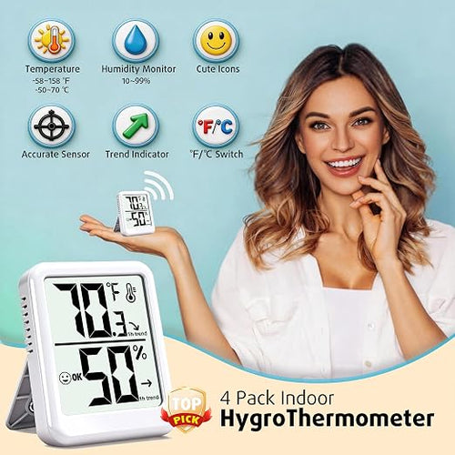 4-Pack Room Thermometer Indoor Hygrometer, Small Digital Temperature and - Image 2