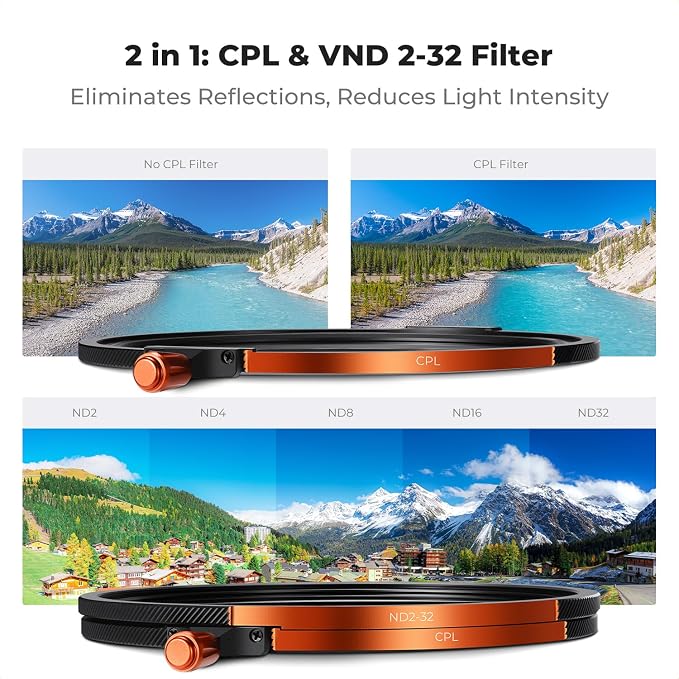 K&F CONCEPT 95mm Magnetic 1s Swap 5-Pack: CPL + VND2-32 + Black Diffusion 1/4 + - Image 5