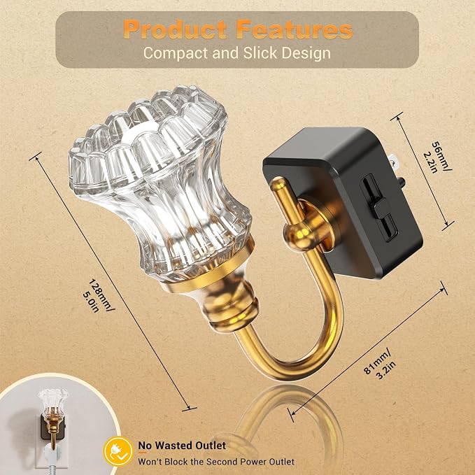 JandCase Night Light, Night Lights Plug into Wall, Dimmable Floral Glass LED - Image 6