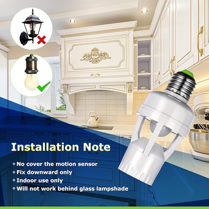 Hortsun 6 Pieces Motion Sensor Light Socket Smart Screw in Light Bulb Outlet - Image 4