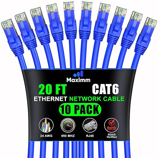 Maximm Cat 6 Ethernet Cable 20 ft by MaximmCable