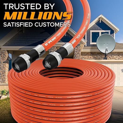 G-PLUG RG6 Coaxial Cable 50FT – Triple Shielded, Waterproof, 75 Ohm - Image 5