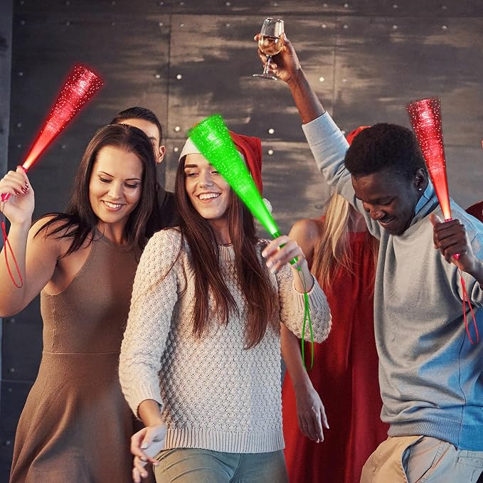 12 Pack Red Glow Fiber Optic Wands Bulk Light Up Wand Glow Sticks - Image 7