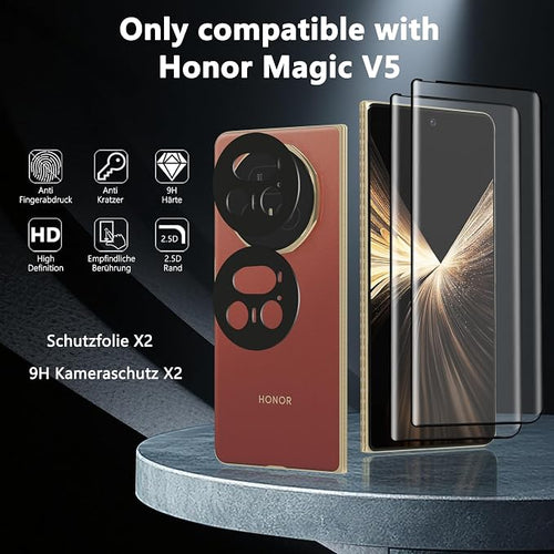 2+2 Pack for Honor Magic V5 Screen Protector, Tempered Glass + Camera Lens - Image 2