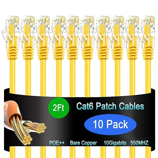Cat6 Ethernet Patch Cable 2 ft, Cat6 Patch Cable by Lysymixs