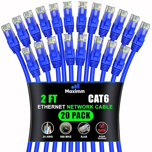 Maximm Cat 6 Ethernet Cable 2 ft by MaximmCable
