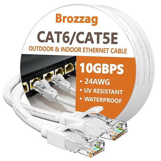 Ethernet Cable 50ft For Cat6/Cat5E, 10Gbps Compatible by Brozzag