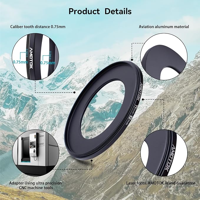 77mm Lens to 52mm Camera Lens Adapter, 77mm to 52mm Filter Step-Down Ring - Image 3