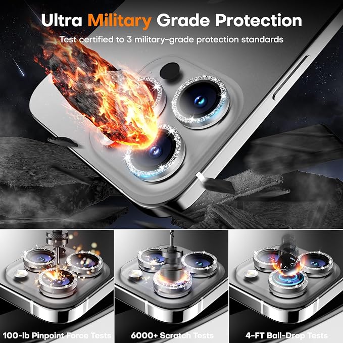 for iPhone 15 Pro/15 Pro Max Camera Lens Protector, Tempered Glass Screen - Image 5