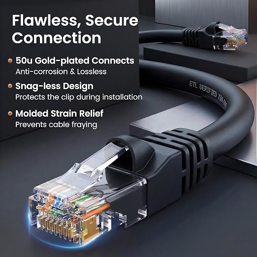 GEARit Cat 6 Ethernet Patch Cable 7 ft Black Cat6 Patch Cables 7ft - Image 4