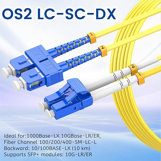 SpeedyCables- 6-Pack OS2 LC to SC Fiber Patch Cable 3M/10ft, 1G/10G Duplex - Image 3