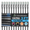CableGeeker Patch Cables Cat6a 3ft Slim, Cat6 Ethernet Patch Cable 10G Support by CableGeeker
