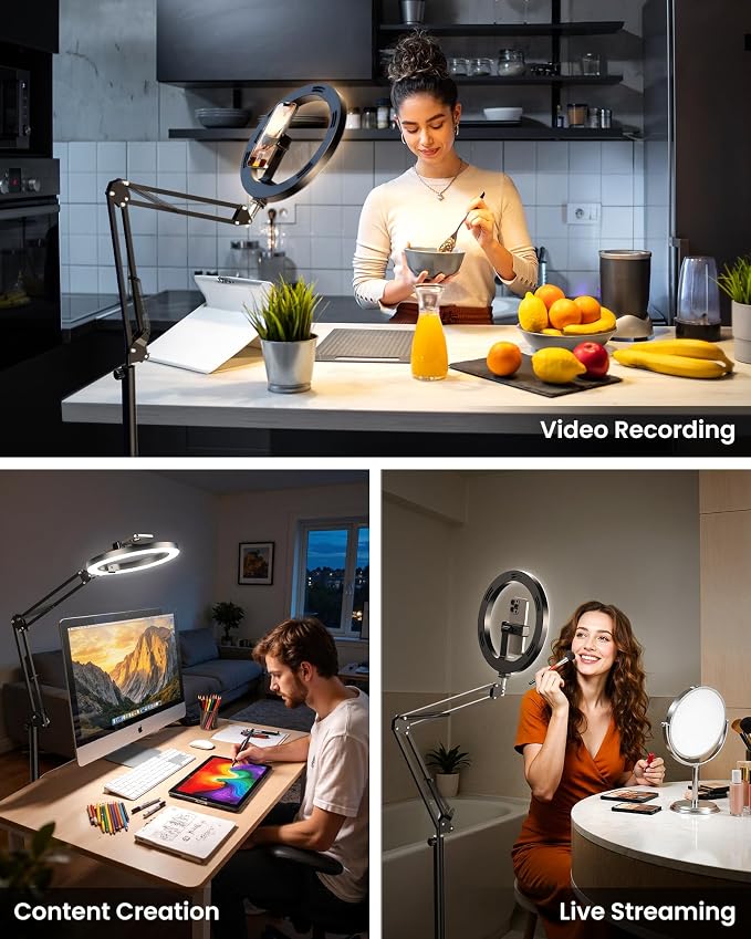 Ring Light with Stand Tripod for iPhone – Upgrade 1800 Lumens 10” Overhead - Image 2