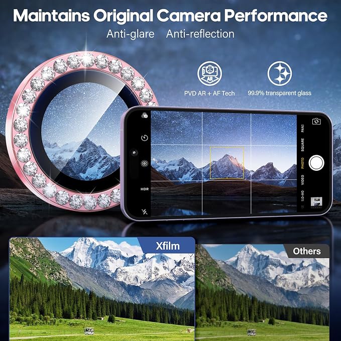 for iPhone 17 Camera Lens Protector Bling, Individual Diamond Metal Ring - Image 4