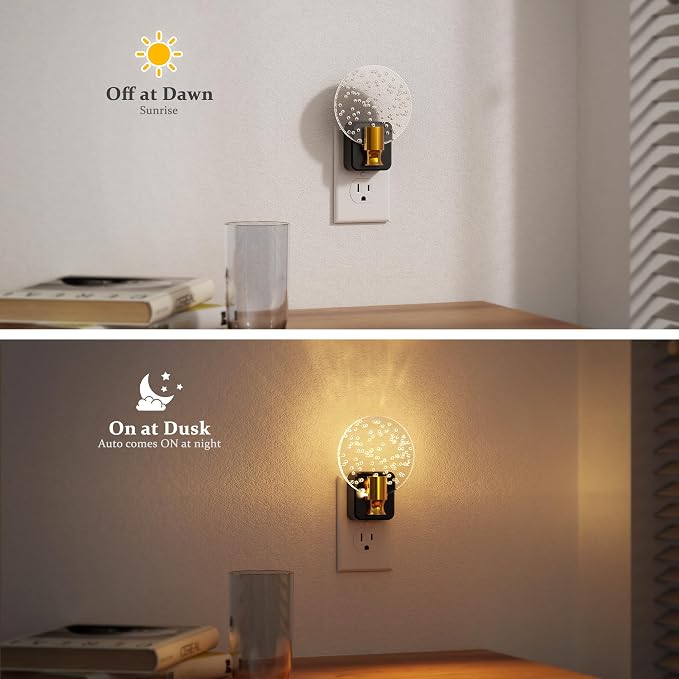 JandCase Night Light, Dimmable Night Lights Plug into Wall 2 Pack, Bubble - Image 3