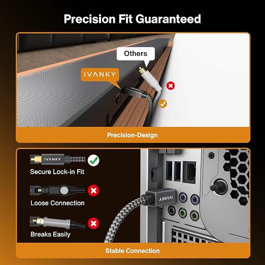 IVANKY Optical Audio Cable 3.3ft/1M Digital Audio Optical Cable - Image 5