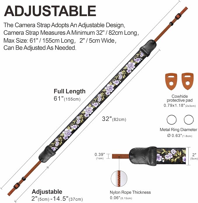Padwa Lifestyle Purple Flower Camera Strap - Image 5