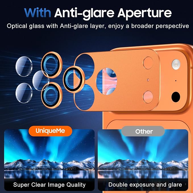 UniqueMe for 3 Pack iPhone 17 Pro Camera Lens Protector - Image 4