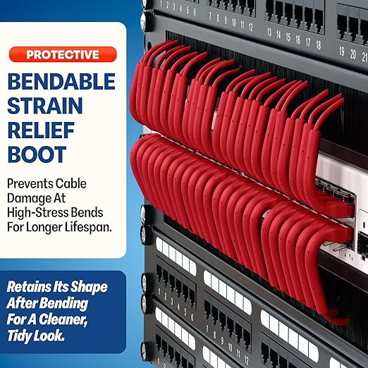 Everest Ultra Slim Cat6a Ethernet Patch Cables 1ft Red - Image 3