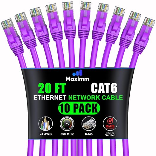 Maximm Cat 6 Ethernet Cable 20 ft by MaximmCable
