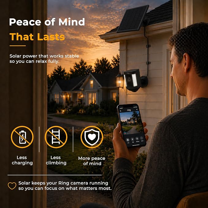 8W Solar Panel for Ring Camera, Spotlight Cam Battery, Includes Barrel Plug to - Image 4