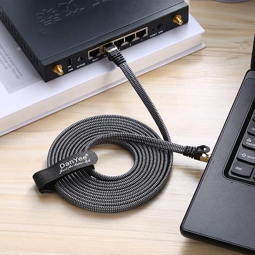 DanYee Cat 8 Ethernet Cable, 25FT Nylon Braided Flat Network Cable High Speed - Image 2