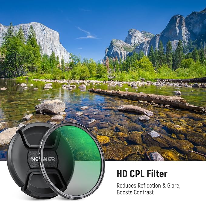 NEEWER 55mm CPL Filter with Lens Cap, Ultra Thin Circular Polarizing Filter - Image 2