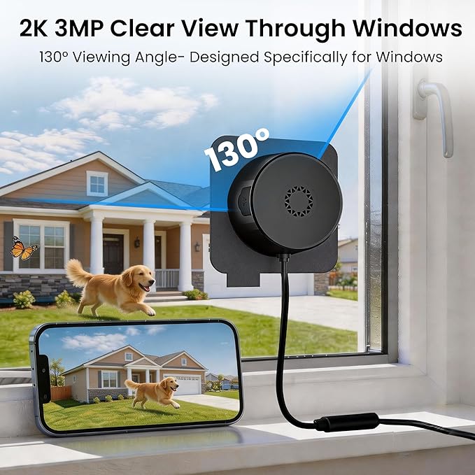 【2 Pack】Window Camera, 2K 3MP WiFi Dome Cameras - Image 3