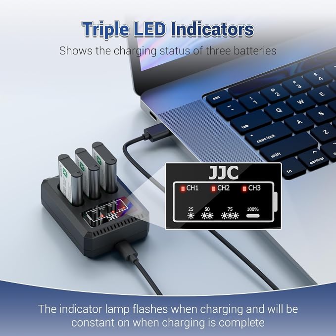 JJC NB-13L Battery Charger USB Triple Slot - Image 6