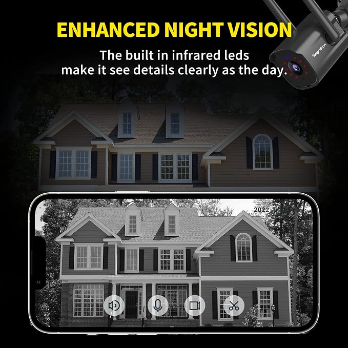 Septekon Security Camera Outdoor 2 Pack, 2.4G Wired WiFi Cameras - Image 3