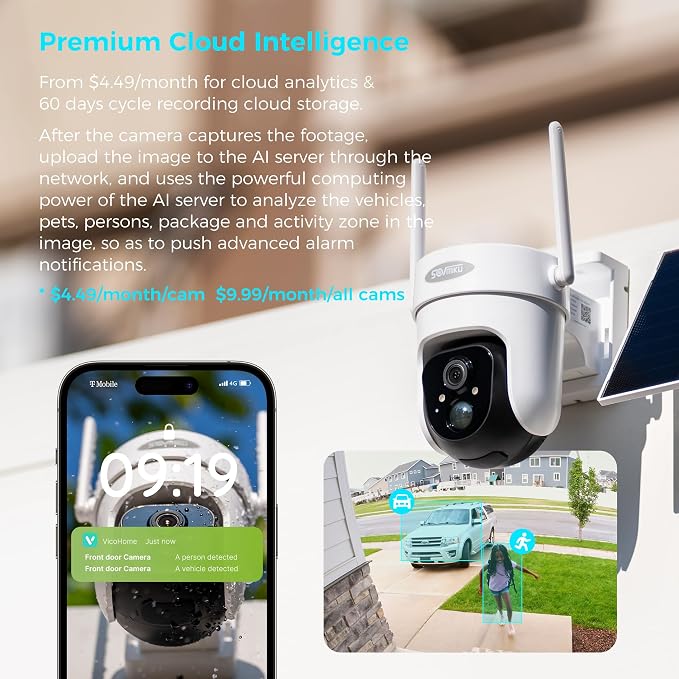 Vicohome 4CQ4G 2K AI Solar Security Camera Wireless Outdoor, Battery Powered Cam - Image 5