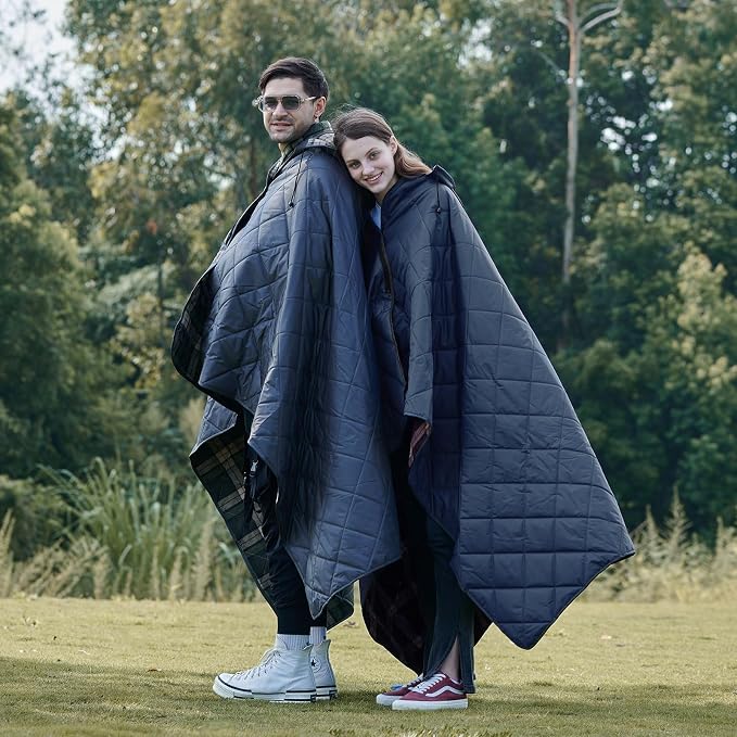 DUKUSEEK Hooded Outdoor Blanket, Waterproof Camping Blanket, Thick Fleece - Image 7