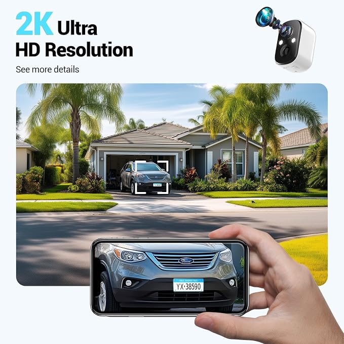 Techage Solar Security Cameras Wireless Outdoor, 2K Battery Powered WiFi Cameras - Image 3
