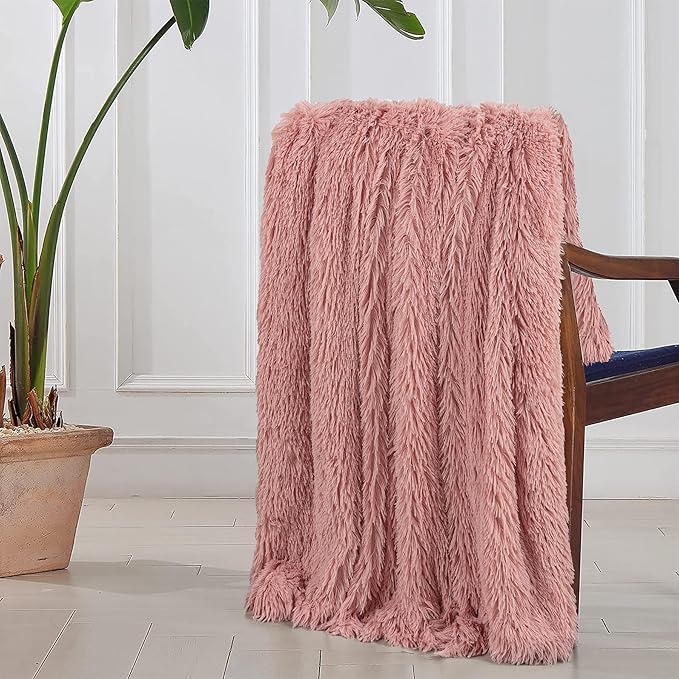 Tuddrom Decorative Extra Soft Fuzzy Faux Fur Throw Blanket 50" x 60", Solid - Image 5