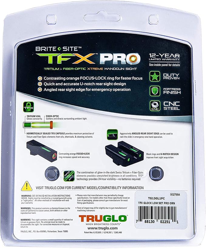 Truglo TFX PRO Handgun Sight, Glowing Shock Proof Tritium and Fiber Optic Night - Image 9