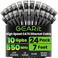 GEARit Cat 6 Ethernet Patch Cables 7 ft Black, CAT6 High Speed 24AWG 10Gbps by GEARit