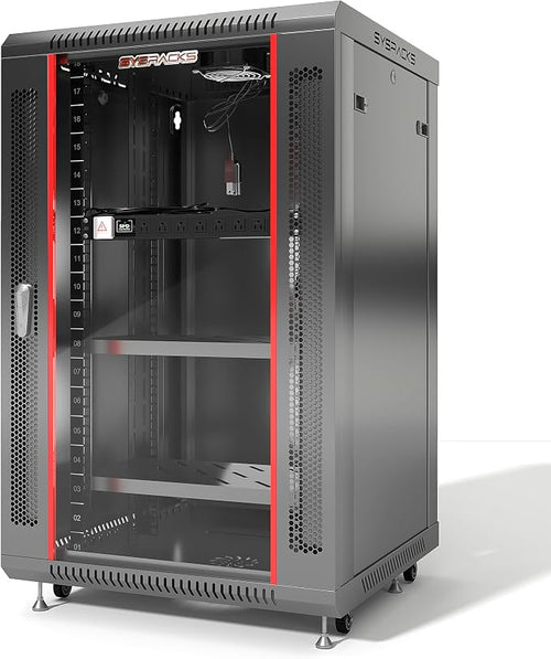 18U Wall Mount Server Rack Cabinet – 19" Network Rack Enclosure, PDU & Shelf by SYSRACKS