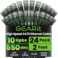GEARit Cat 6 Ethernet Patch Cables 2 ft Green, CAT6 High Speed 24AWG 10Gbps by GEARit