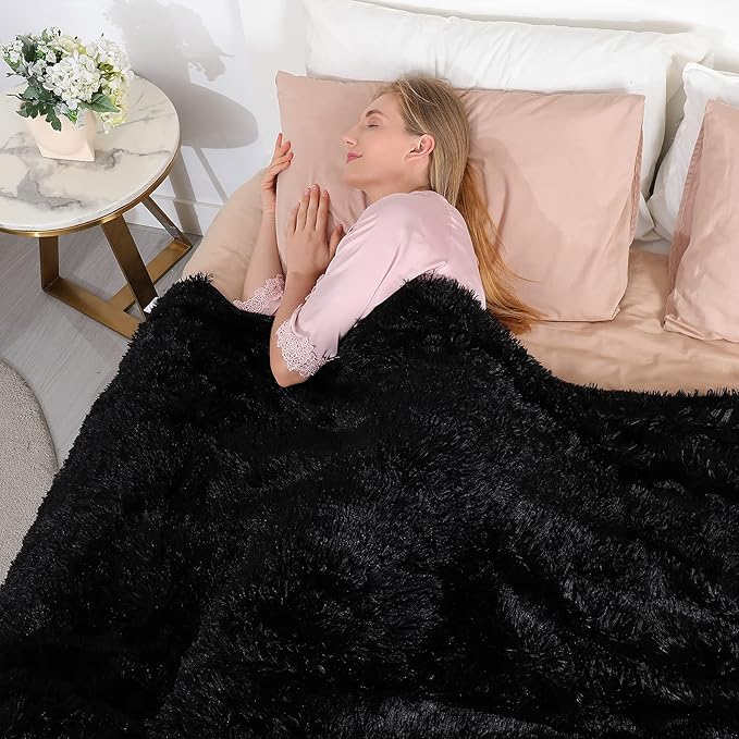Tuddrom Decorative Extra Soft Faux Fur Throw Blanket 50" x 60", Reversible - Image 4