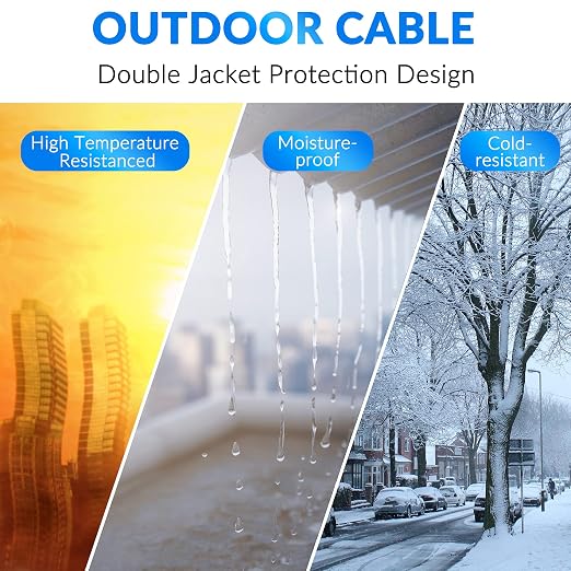 Cat5e Outdoor Ethernet Cable 200 Feet, Cat 5e Heavy Duty Internet Network LAN - Image 4