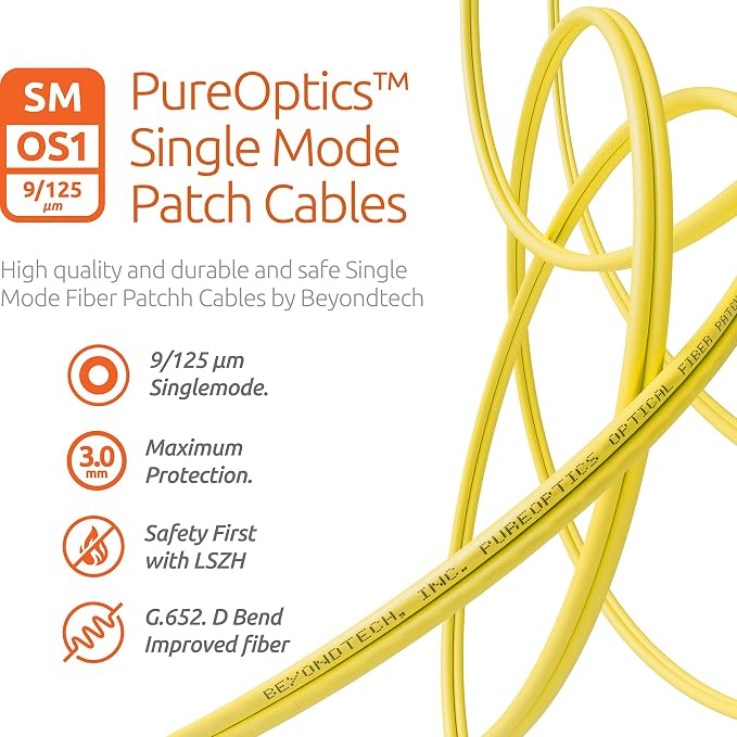 BEYONDTECH 3m LC to ST Fiber Patch Cable – UPC Single-Mode Duplex Fiber Optic - Image 5
