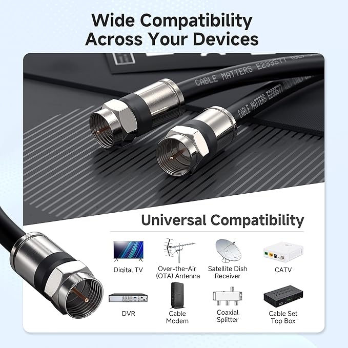 Cable Matters 3-Pack RG6 Coaxial Cable - 6ft - Image 5