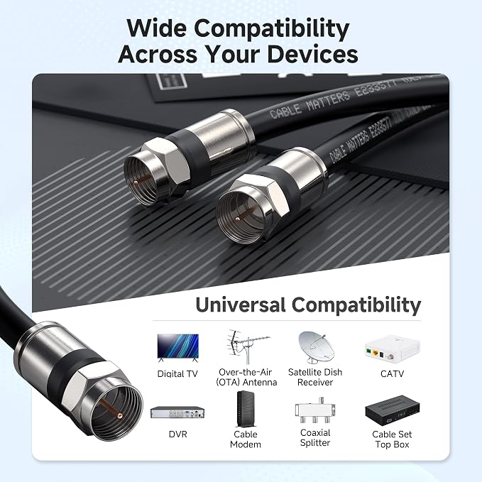 Cable Matters 2-Pack RG6 Coaxial Cable - 15ft - Image 5
