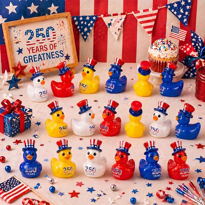 Skylety 200 Pcs Patriotic Mini Ducks 4th of July Independence Day Party Decor - Image 5