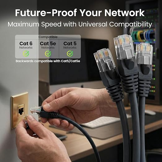 GEARit Cat 6 Ethernet Patch Cable 10 ft Black Cat6 Patch Cables 10ft - Image 9