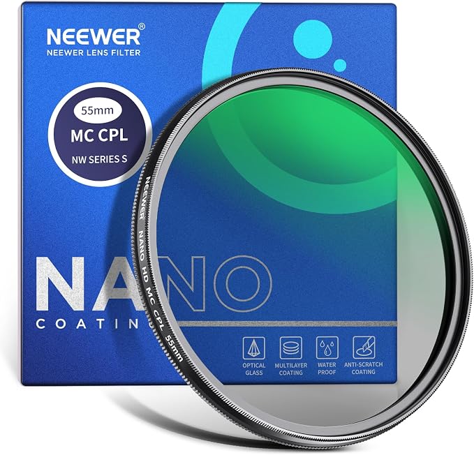 NEEWER 55mm Polarizer Filter, 24 Layer Multi Resistant Nano Coated MC CPL by Neewer