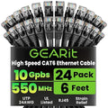 GEARit Cat 6 Ethernet Patch Cables 6 ft Black, CAT6 High Speed 24AWG 10Gbps by GEARit
