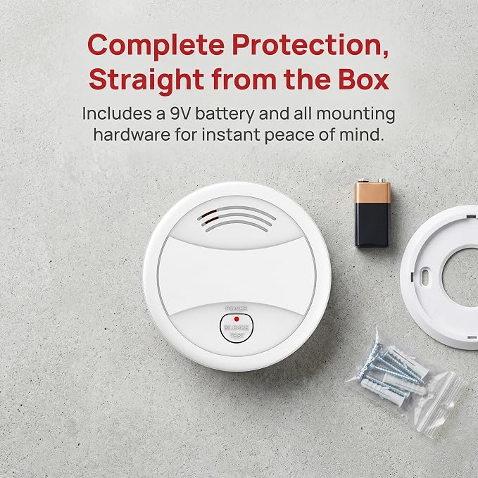 3 Pack Photoelectric Smoke Detector, 10-Year Battery Operated Fire Alarm - Image 3